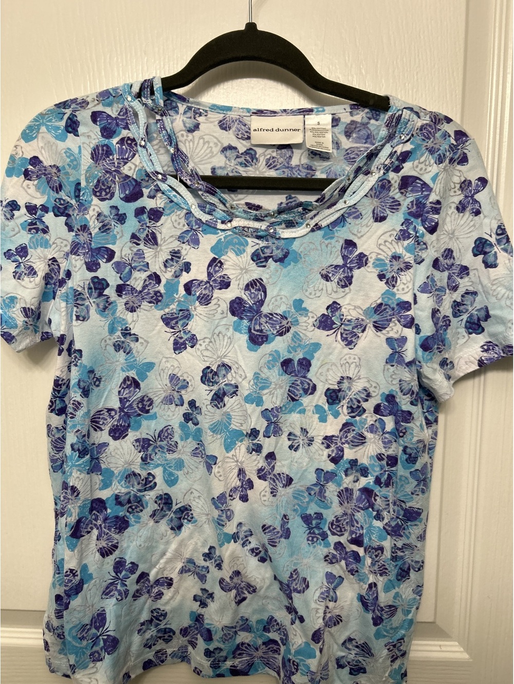 Alfred Dunner Women's Short Sleeve Butterfly Print T-Shirt Size S